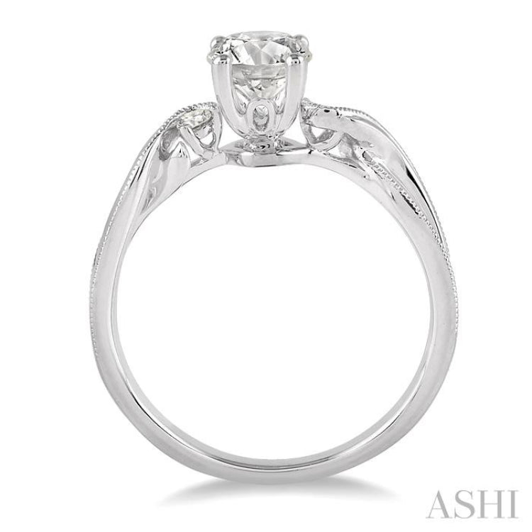 3/8 ctw Diamond Engagement Ring with 1/3 ct Round Cut Center Stone in 14K White Gold 3/8 ctw Diamond Engagement Ring with 1/3 ct Round Cut Center Stone in 14K White Gold