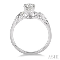 3/8 ctw Diamond Engagement Ring with 1/3 ct Round Cut Center Stone in 14K White Gold 3/8 ctw Diamond Engagement Ring with 1/3 ct Round Cut Center Stone in 14K White Gold