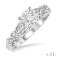 3/8 Ctw Circular Mount Marquise Lattice Lovebright Round Cut Diamond Ring in 14K White Gold 3/8 Ctw Circular Mount Marquise Lattice Lovebright Round Cut Diamond Ring in 14K White Gold