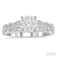 3/8 Ctw Circular Mount Marquise Lattice Lovebright Round Cut Diamond Ring in 14K White Gold 3/8 Ctw Circular Mount Marquise Lattice Lovebright Round Cut Diamond Ring in 14K White Gold