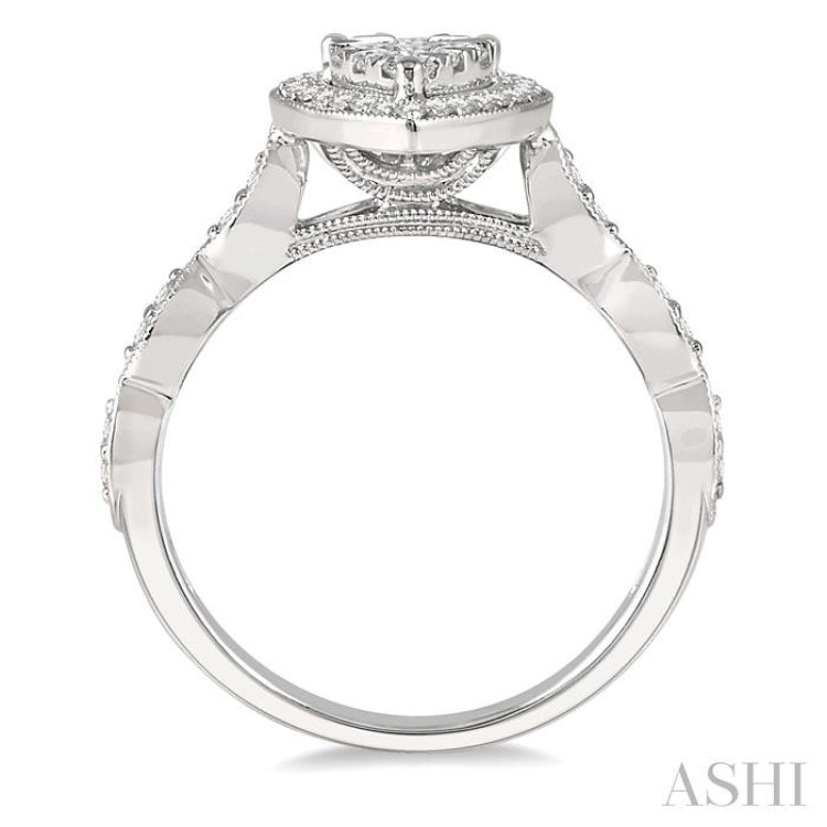 1/2 Ctw Pear Shape Mount Marquise Shank Lovebright Round Cut Diamond Ring in 14K White Gold 1/2 Ctw Pear Shape Mount Marquise Shank Lovebright Round Cut Diamond Ring in 14K White Gold