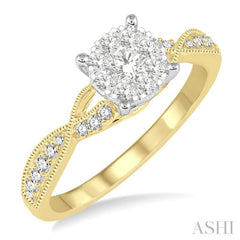 1/2 Ctw Round Cut Diamond Lovebright Engagement Ring in 14K Yellow and White Gold 1/2 Ctw Round Cut Diamond Lovebright Engagement Ring in 14K Yellow and White Gold