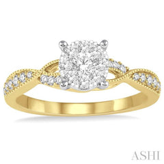 1/2 Ctw Round Cut Diamond Lovebright Engagement Ring in 14K Yellow and White Gold 1/2 Ctw Round Cut Diamond Lovebright Engagement Ring in 14K Yellow and White Gold