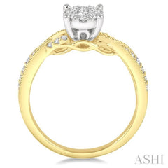 1/2 Ctw Round Cut Diamond Lovebright Engagement Ring in 14K Yellow and White Gold 1/2 Ctw Round Cut Diamond Lovebright Engagement Ring in 14K Yellow and White Gold