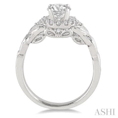 5/8 Ctw Diamond Engagement Ring with 3/8 Ct Round Cut Center Stone in 14K White Gold 5/8 Ctw Diamond Engagement Ring with 3/8 Ct Round Cut Center Stone in 14K White Gold