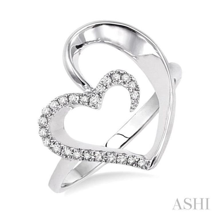 1/10 Ctw Round Cut Diamond Heart Shape Ring in Sterling Silver 1/10 Ctw Round Cut Diamond Heart Shape Ring in Sterling Silver