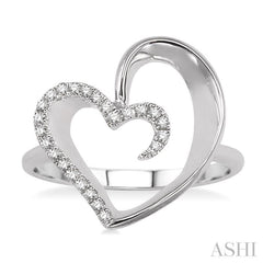 1/10 Ctw Round Cut Diamond Heart Shape Ring in Sterling Silver 1/10 Ctw Round Cut Diamond Heart Shape Ring in Sterling Silver