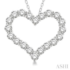 3 Ctw Heart Shape Round Cut Diamond Pendant With Chain in 14K White Gold 3 Ctw Heart Shape Round Cut Diamond Pendant With Chain in 14K White Gold