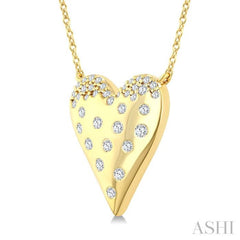 1/5 Ctw Round Cut Diamond Heart Mosaic Pendant With Chain in 10K Yellow Gold 1/5 Ctw Round Cut Diamond Heart Mosaic Pendant With Chain in 10K Yellow Gold