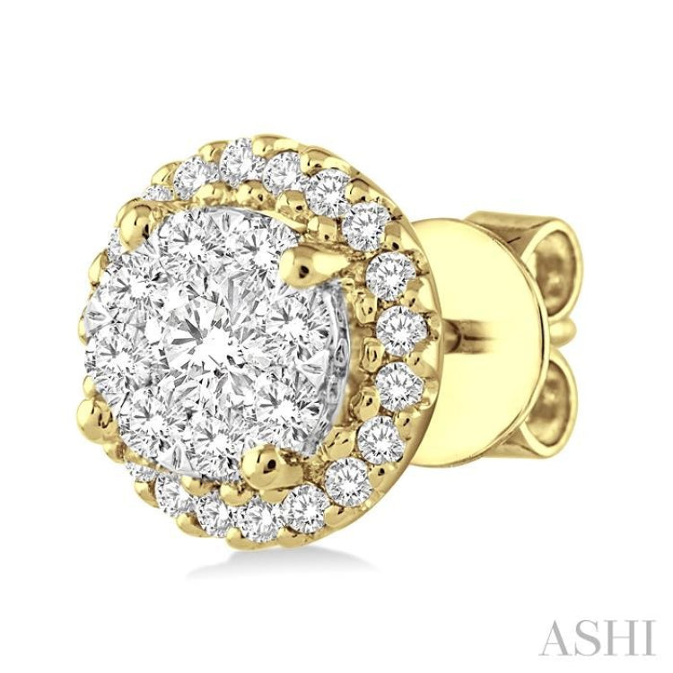 1/2 Ctw Lovebright Round Cut Diamond Earrings in 14K Yellow and White Gold 1/2 Ctw Lovebright Round Cut Diamond Earrings in 14K Yellow and White Gold