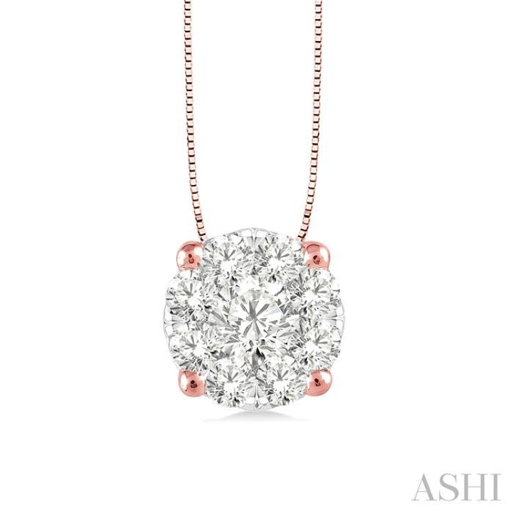 1/3 Ctw Lovebright Round Cut Diamond Pendant in 14K Rose and White Gold with Chain 1/3 Ctw Lovebright Round Cut Diamond Pendant in 14K Rose and White Gold with Chain