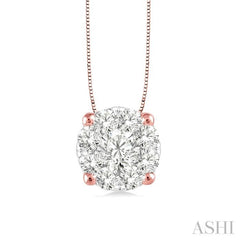1/3 Ctw Lovebright Round Cut Diamond Pendant in 14K Rose and White Gold with Chain 1/3 Ctw Lovebright Round Cut Diamond Pendant in 14K Rose and White Gold with Chain