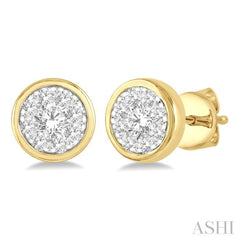 1/3 Ctw Medallion Lovebright Round Cut Diamond Bezel Stud Earring in 14K Yellow and White Gold 1/3 Ctw Medallion Lovebright Round Cut Diamond Bezel Stud Earring in 14K Yellow and White Gold