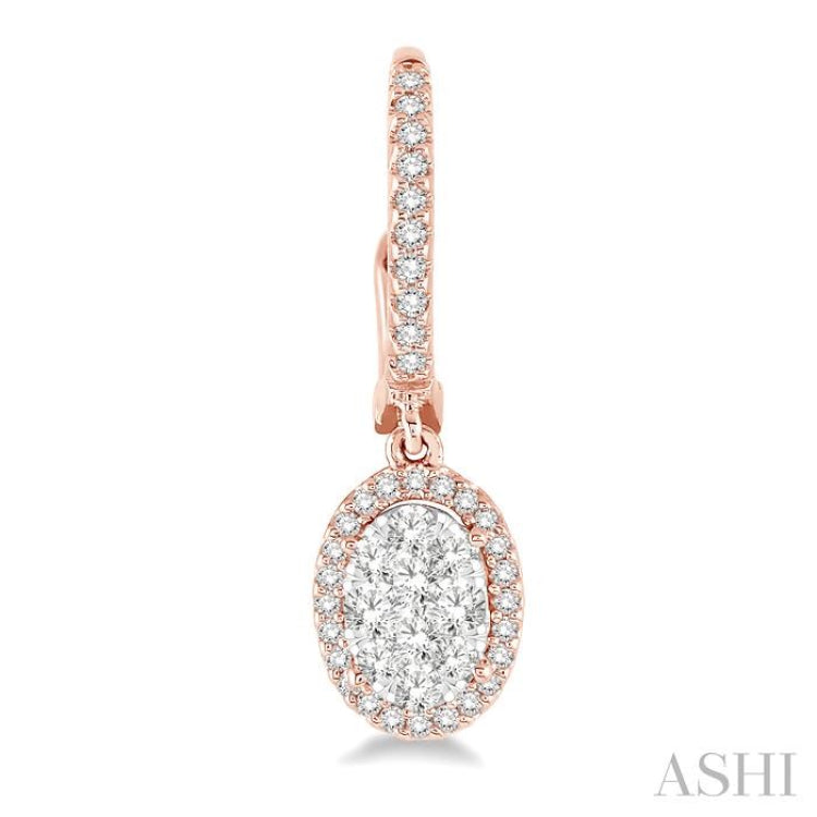 3/8 Ctw Oval Shape Diamond Lovebright Earrings in 14K Rose and White Gold 3/8 Ctw Oval Shape Diamond Lovebright Earrings in 14K Rose and White Gold