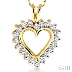 1/2 Ctw Round Cut Diamond Heart Pendant in 14K Yellow Gold with Chain 1/2 Ctw Round Cut Diamond Heart Pendant in 14K Yellow Gold with Chain
