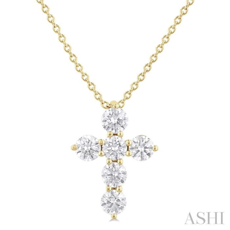 1/2 Ctw Round Cut Diamond Christian Cross 6-Stone Fashion Pendant With Chain in 14K Yellow Gold 1/2 Ctw Round Cut Diamond Christian Cross 6-Stone Fashion Pendant With Chain in 14K Yellow Gold