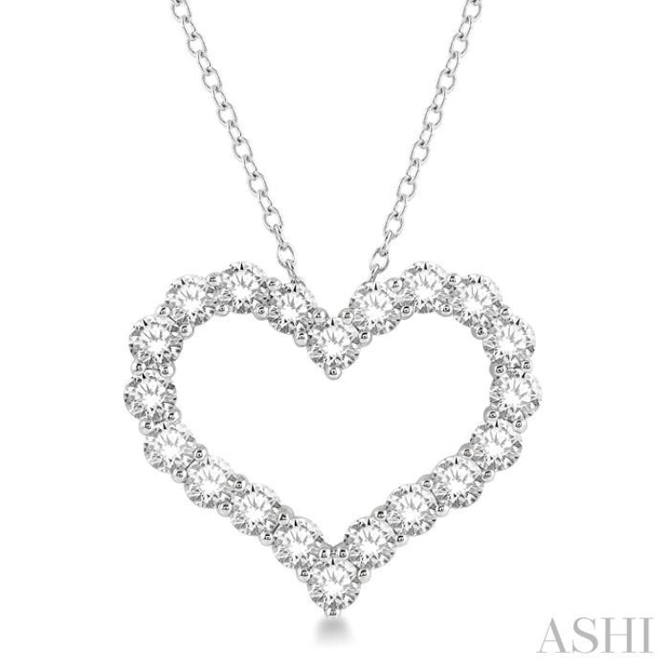 4 Ctw Heart Shape Round Cut Diamond Pendant With Chain in 14K White Gold 4 Ctw Heart Shape Round Cut Diamond Pendant With Chain in 14K White Gold