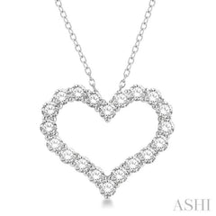 4 Ctw Heart Shape Round Cut Diamond Pendant With Chain in 14K White Gold 4 Ctw Heart Shape Round Cut Diamond Pendant With Chain in 14K White Gold