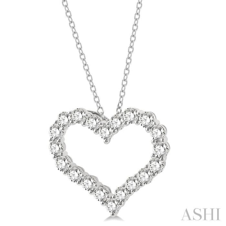 4 Ctw Heart Shape Round Cut Diamond Pendant With Chain in 14K White Gold 4 Ctw Heart Shape Round Cut Diamond Pendant With Chain in 14K White Gold