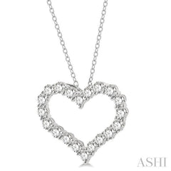 4 Ctw Heart Shape Round Cut Diamond Pendant With Chain in 14K White Gold 4 Ctw Heart Shape Round Cut Diamond Pendant With Chain in 14K White Gold