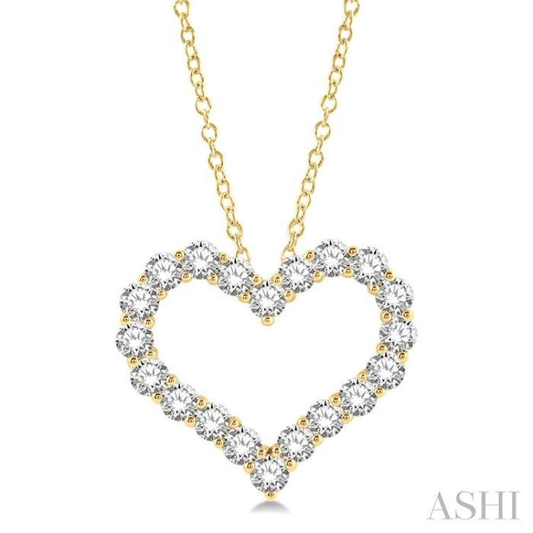 3 Ctw Heart Shape Round Cut Diamond Pendant With Chain in 14K Yellow Gold 3 Ctw Heart Shape Round Cut Diamond Pendant With Chain in 14K Yellow Gold
