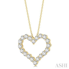 3 Ctw Heart Shape Round Cut Diamond Pendant With Chain in 14K Yellow Gold 3 Ctw Heart Shape Round Cut Diamond Pendant With Chain in 14K Yellow Gold
