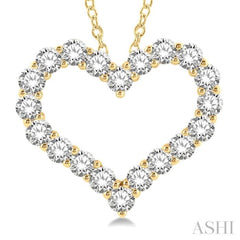 3 Ctw Heart Shape Round Cut Diamond Pendant With Chain in 14K Yellow Gold 3 Ctw Heart Shape Round Cut Diamond Pendant With Chain in 14K Yellow Gold