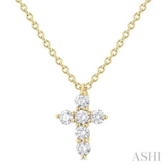 1/6 Ctw Round Cut Diamond Christian Cross 6-Stone Fashion Pendant With Chain in 14K Yellow Gold 1/6 Ctw Round Cut Diamond Christian Cross 6-Stone Fashion Pendant With Chain in 14K Yellow Gold