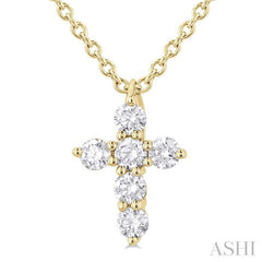 1/6 Ctw Round Cut Diamond Christian Cross 6-Stone Fashion Pendant With Chain in 14K Yellow Gold 1/6 Ctw Round Cut Diamond Christian Cross 6-Stone Fashion Pendant With Chain in 14K Yellow Gold