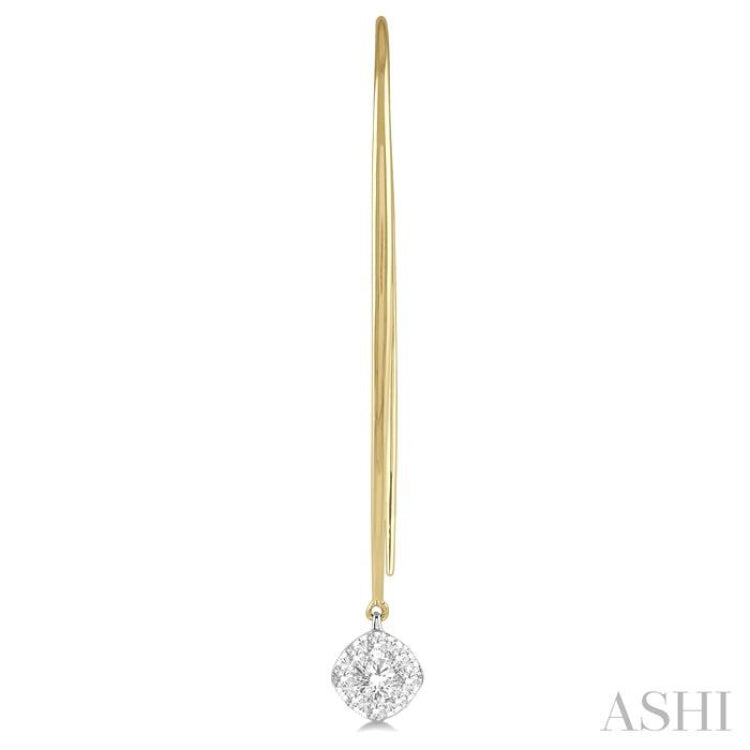1/2 Ctw Cushion Shape Lovebright Round Cut Diamond Earring in 14K Yellow & White Gold 1/2 Ctw Cushion Shape Lovebright Round Cut Diamond Earring in 14K Yellow & White Gold