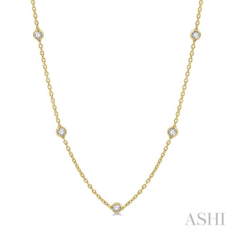 1 Ctw Round Cut Diamond Station Necklace in 14K Yellow Gold 1 Ctw Round Cut Diamond Station Necklace in 14K Yellow Gold