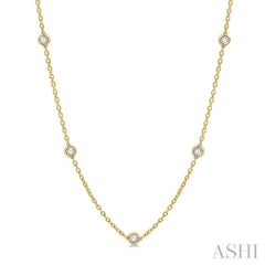 1 Ctw Round Cut Diamond Station Necklace in 14K Yellow Gold 1 Ctw Round Cut Diamond Station Necklace in 14K Yellow Gold