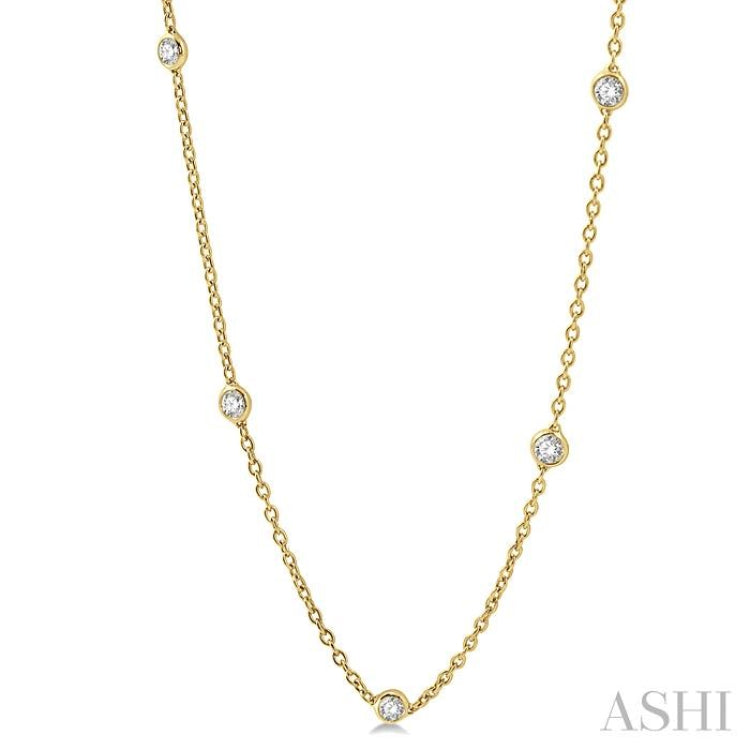 1 Ctw Round Cut Diamond Station Necklace in 14K Yellow Gold 1 Ctw Round Cut Diamond Station Necklace in 14K Yellow Gold