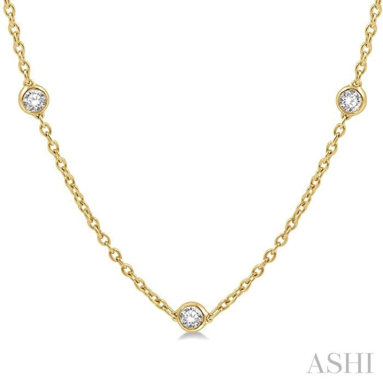 1 Ctw Round Cut Diamond Station Necklace in 14K Yellow Gold 1 Ctw Round Cut Diamond Station Necklace in 14K Yellow Gold