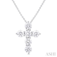 1 1/2 Ctw Round Cut Diamond Christian Cross 6-Stone Fashion Pendant With Chain in 14K White Gold 1 1/2 Ctw Round Cut Diamond Christian Cross 6-Stone Fashion Pendant With Chain in 14K White Gold