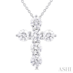 1 1/2 Ctw Round Cut Diamond Christian Cross 6-Stone Fashion Pendant With Chain in 14K White Gold 1 1/2 Ctw Round Cut Diamond Christian Cross 6-Stone Fashion Pendant With Chain in 14K White Gold