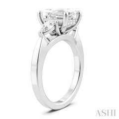 1/2 Ctw Tri-Mount Emerald Shape Center Pear and Round Cut Diamond Semi-Mount Engagement Ring in 14K White Gold 1/2 Ctw Tri-Mount Emerald Shape Center Pear and Round Cut Diamond Semi-Mount Engagement Ring in 14K White Gold