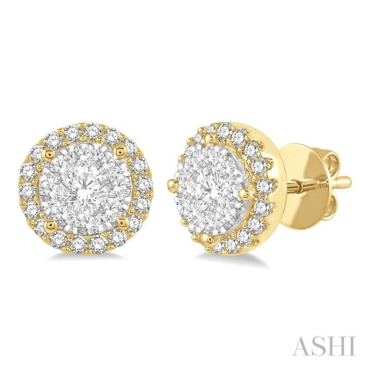 1/2 Ctw Lovebright Round Cut Diamond Stud Earrings in 14K Yellow and White Gold 1/2 Ctw Lovebright Round Cut Diamond Stud Earrings in 14K Yellow and White Gold