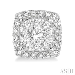 3/4 Ctw Cushion Shape Lovebright Round Cut Diamond Stud Earrings in 14K White Gold 3/4 Ctw Cushion Shape Lovebright Round Cut Diamond Stud Earrings in 14K White Gold