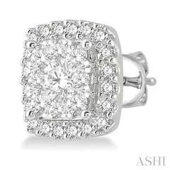 3/4 Ctw Cushion Shape Lovebright Round Cut Diamond Stud Earrings in 14K White Gold 3/4 Ctw Cushion Shape Lovebright Round Cut Diamond Stud Earrings in 14K White Gold