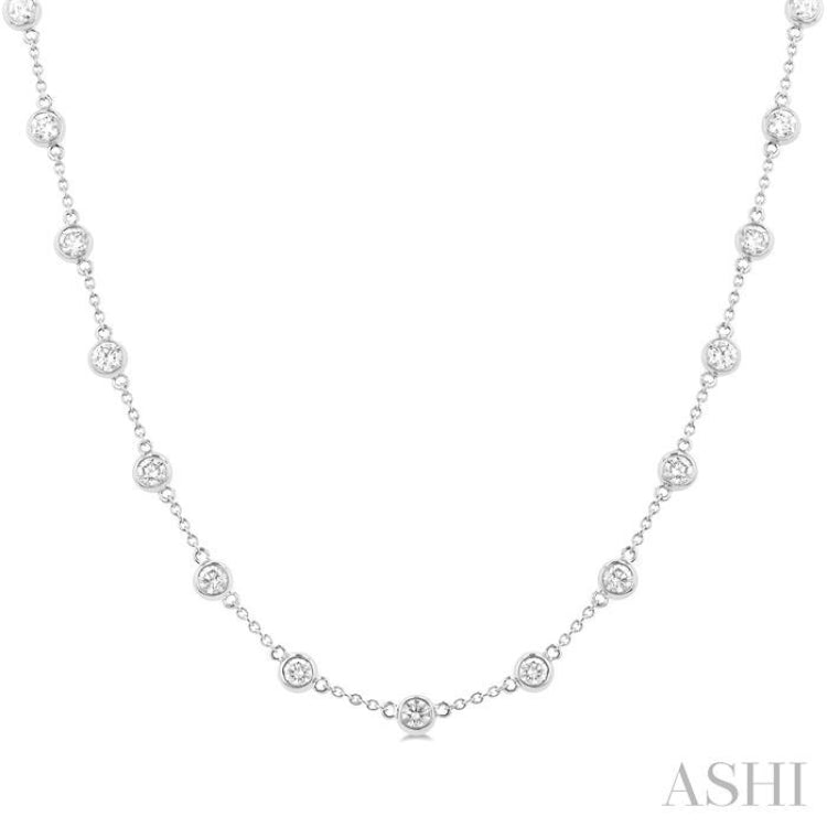 3 Ctw Bezel Set Round Cut Diamond Station Necklace in 14K White Gold 3 Ctw Bezel Set Round Cut Diamond Station Necklace in 14K White Gold