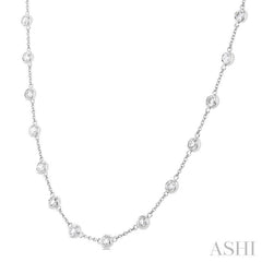 3 Ctw Bezel Set Round Cut Diamond Station Necklace in 14K White Gold 3 Ctw Bezel Set Round Cut Diamond Station Necklace in 14K White Gold