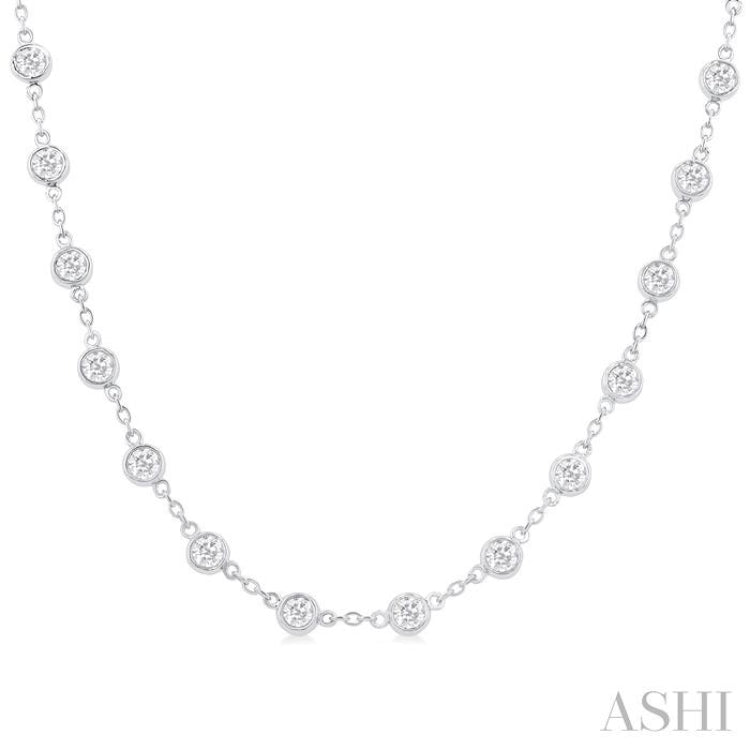 4 Ctw Bezel Set Round Cut Diamond Station Necklace in 14K White Gold 4 Ctw Bezel Set Round Cut Diamond Station Necklace in 14K White Gold