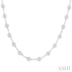 4 Ctw Bezel Set Round Cut Diamond Station Necklace in 14K White Gold 4 Ctw Bezel Set Round Cut Diamond Station Necklace in 14K White Gold