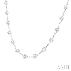4 Ctw Bezel Set Round Cut Diamond Station Necklace in 14K White Gold 4 Ctw Bezel Set Round Cut Diamond Station Necklace in 14K White Gold