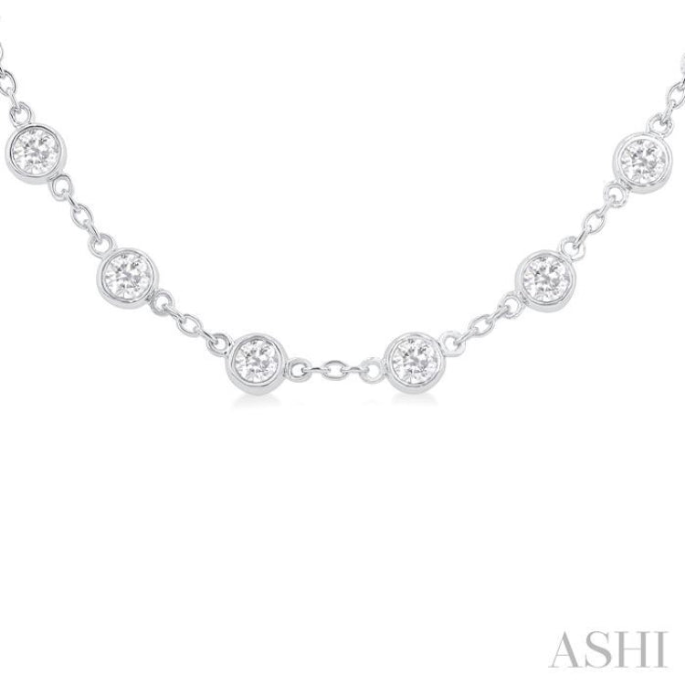 4 Ctw Bezel Set Round Cut Diamond Station Necklace in 14K White Gold 4 Ctw Bezel Set Round Cut Diamond Station Necklace in 14K White Gold