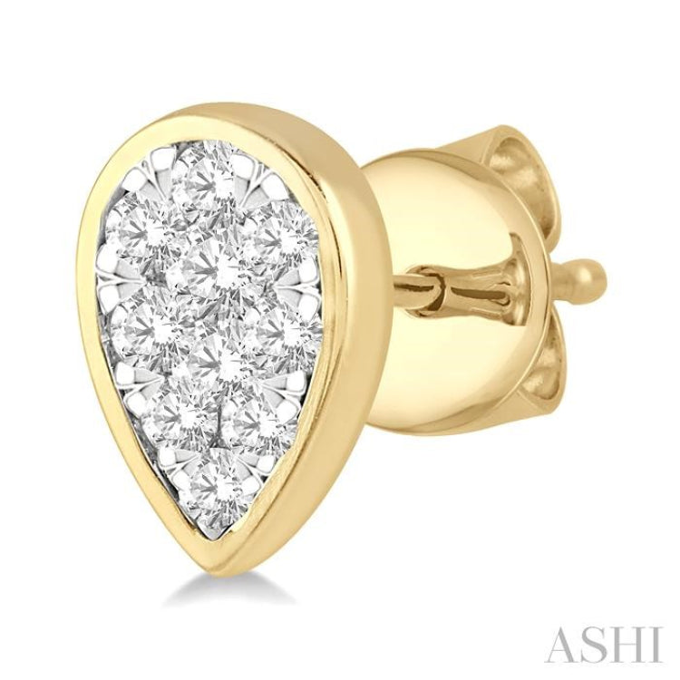 1/2 Ctw Pear Shape Lovebright Round Cut Diamond Bezel Stud Earring in 14K Yellow and White Gold 1/2 Ctw Pear Shape Lovebright Round Cut Diamond Bezel Stud Earring in 14K Yellow and White Gold