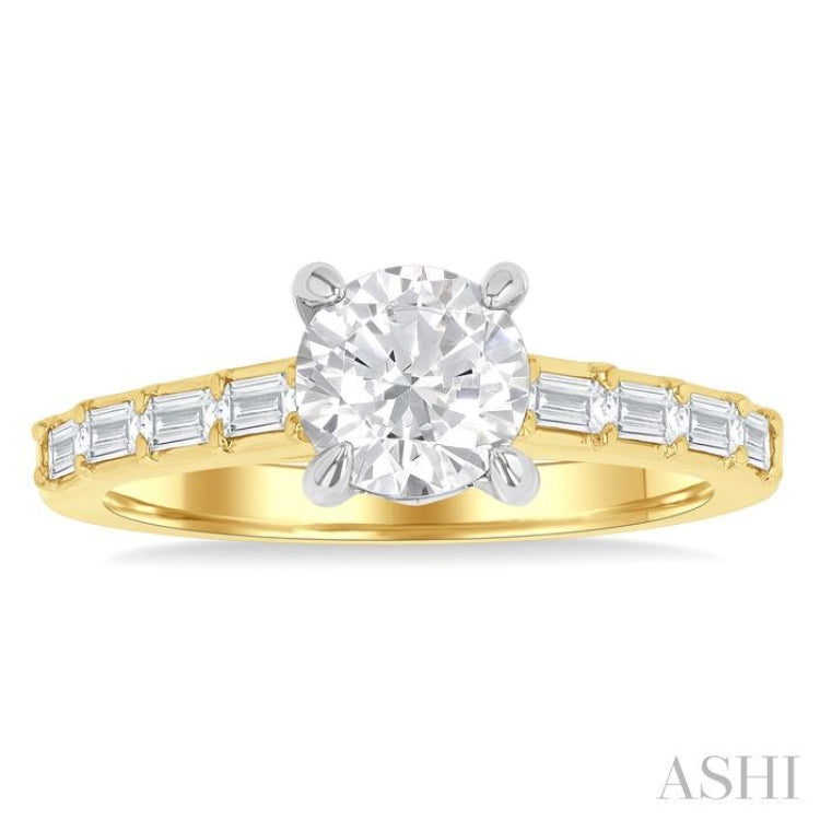 1/4 Ctw Baguette and Round Cut Diamond Semi-Mount Engagement Ring in 14K Yellow and White Gold 1/4 Ctw Baguette and Round Cut Diamond Semi-Mount Engagement Ring in 14K Yellow and White Gold