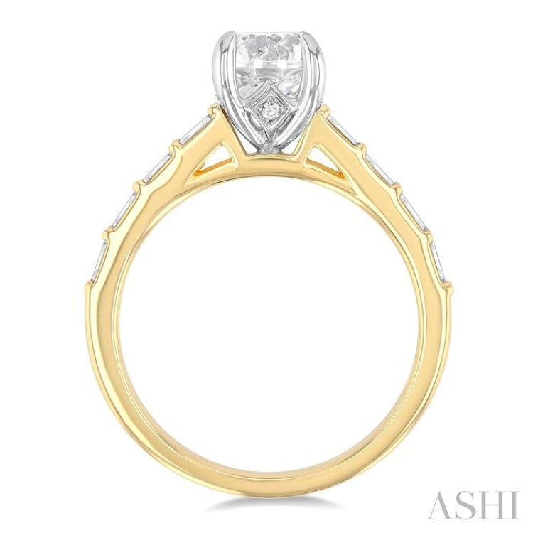 1/4 Ctw Baguette and Round Cut Diamond Semi-Mount Engagement Ring in 14K Yellow and White Gold 1/4 Ctw Baguette and Round Cut Diamond Semi-Mount Engagement Ring in 14K Yellow and White Gold