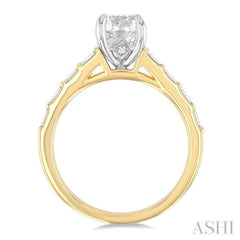 1/4 Ctw Baguette and Round Cut Diamond Semi-Mount Engagement Ring in 14K Yellow and White Gold 1/4 Ctw Baguette and Round Cut Diamond Semi-Mount Engagement Ring in 14K Yellow and White Gold